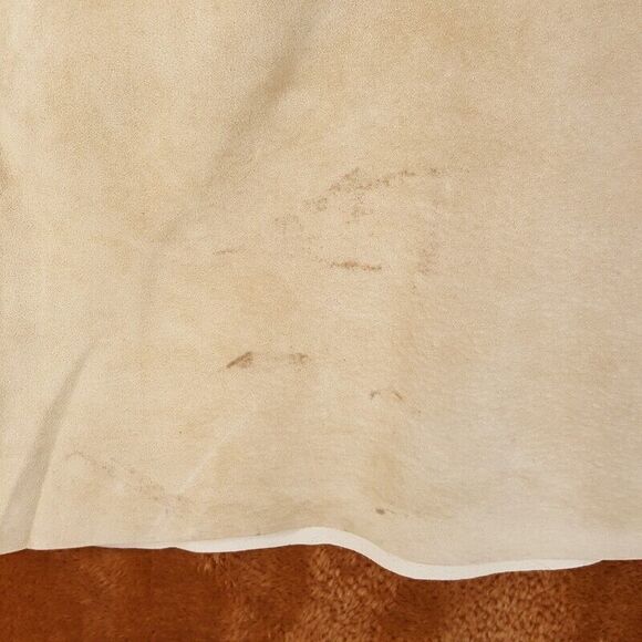 NEW FRONTIER Womens Skirt Size 6 Tan A-Line Suede Asymmetrical STAINED - Picture 2 of 9